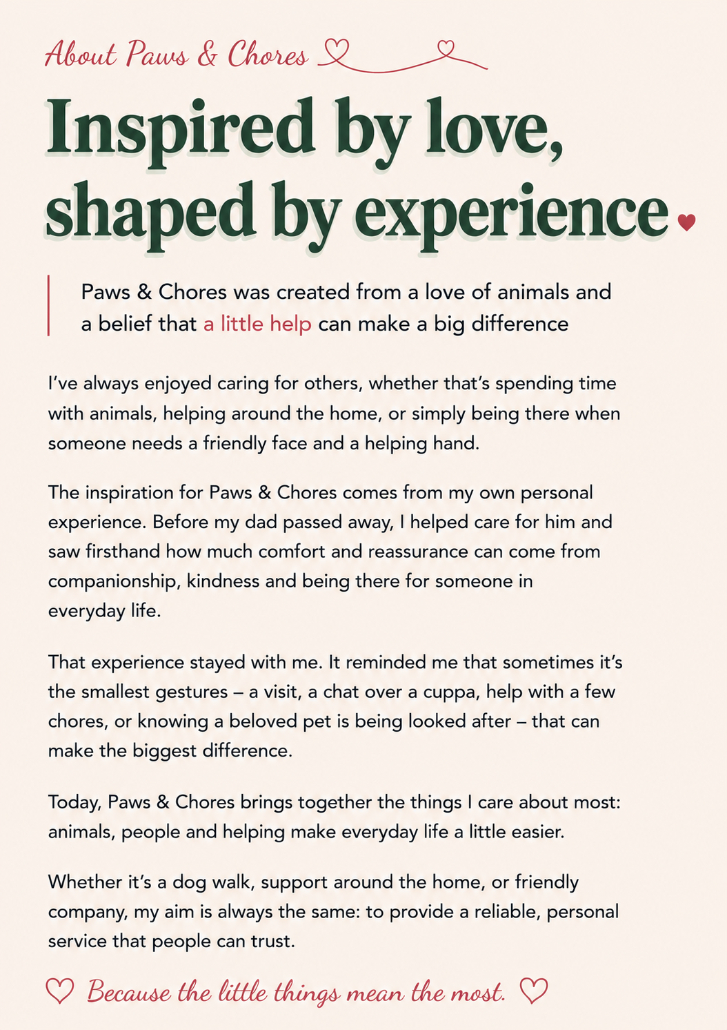 About Paws and Chores